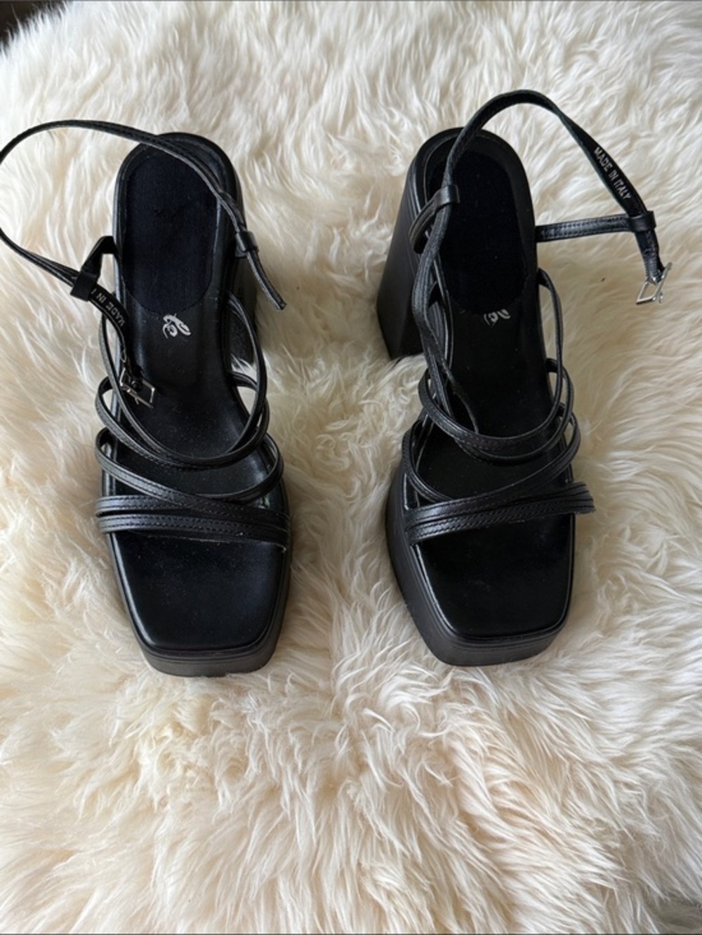 Free People Black Strappy Block Heel Sandals - Women's